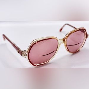 Vintage Pierre Cordin Gem Pink Translucent Oval Sunglasses Frames Only